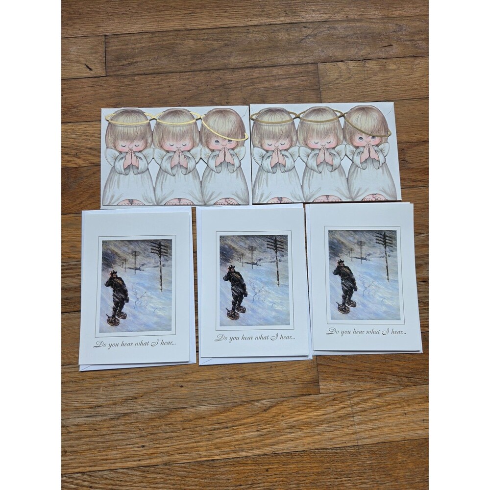 Christmas holiday card bundle (5) praying angels do you hear what i hear
